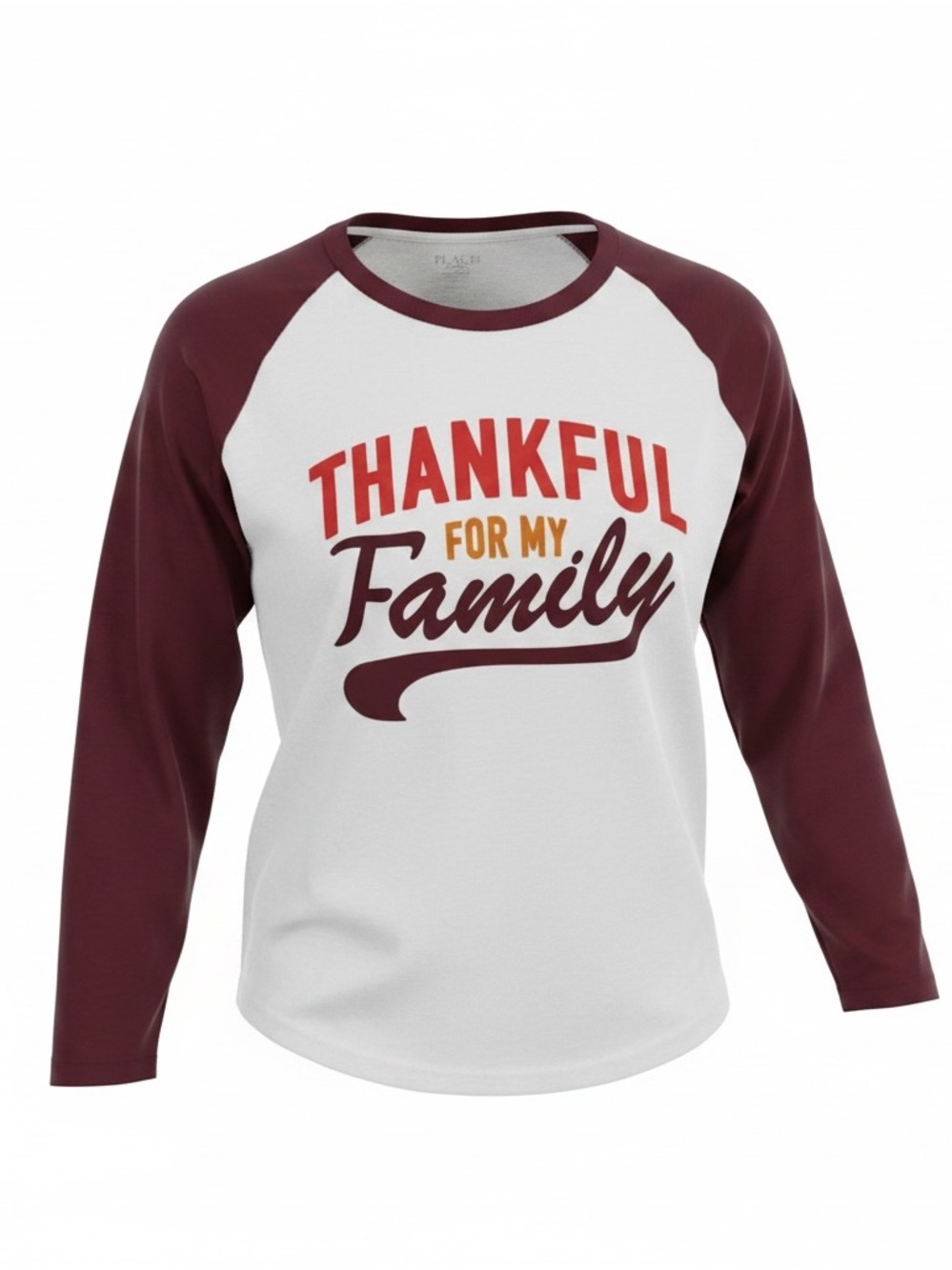 Place Cream & Maroon 'Thankful for My Family' Long Sleeve Raglan